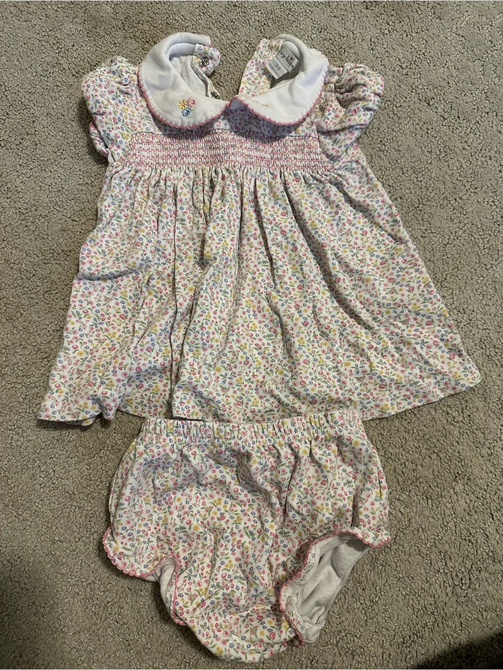 Kissy Kissy Floral Smocked Dress & Bloomers - Pink